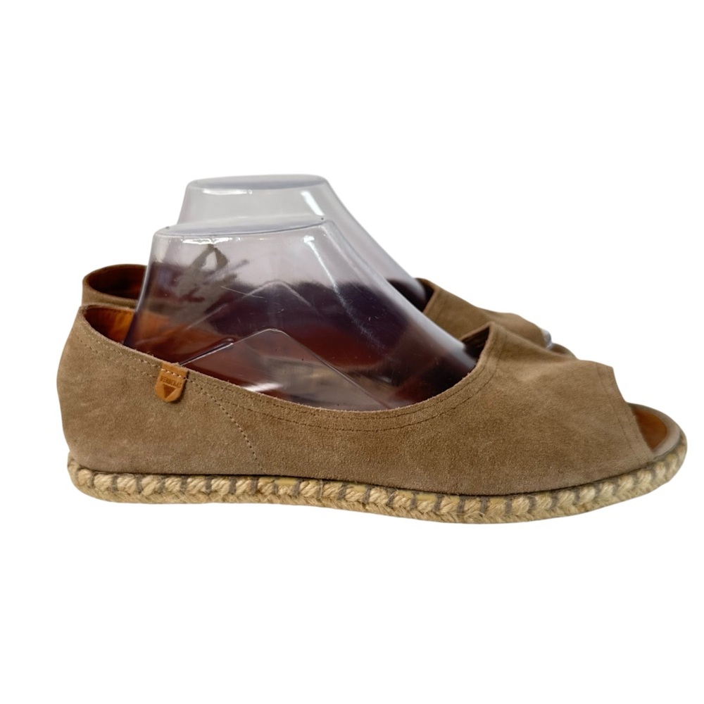 Verbenas Tan Suede Espadrille Flats EU 41 Open Toe Slip On Summer Boho Chic